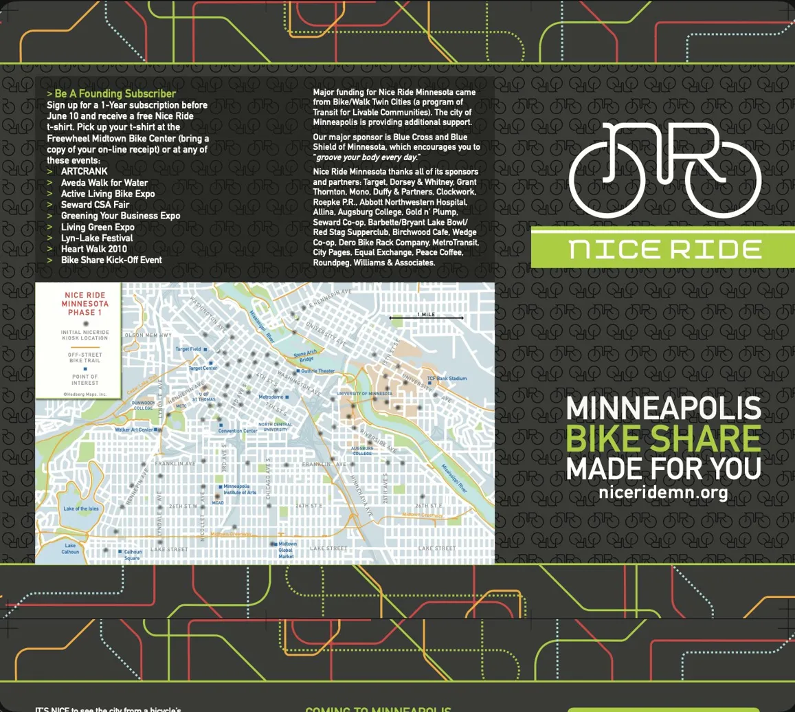 Launch brochure with Phase 1 station map, sponsor information, and founding subscriber details