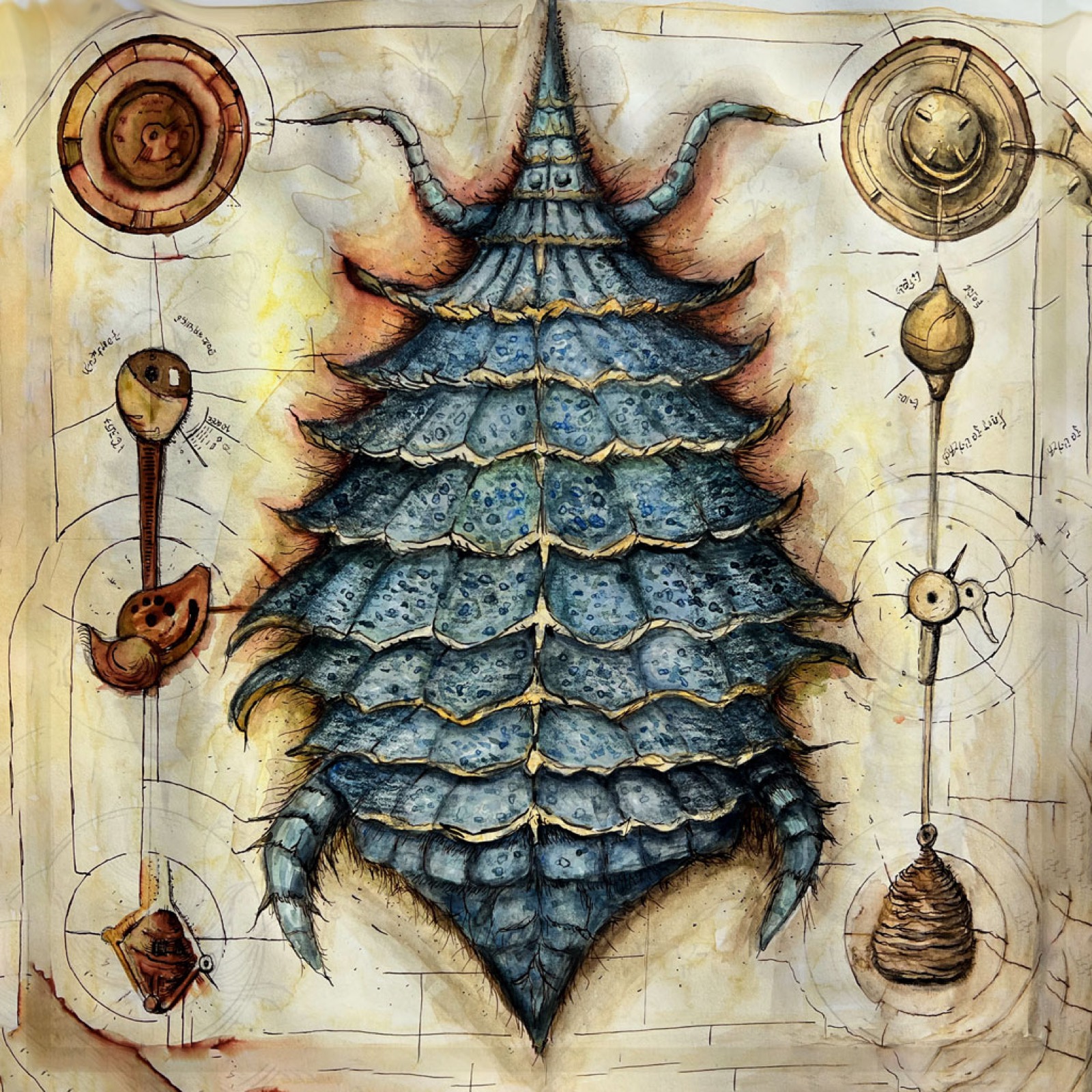 Terra Incognita, watercolor and ink — a second cartographic study with annotations.